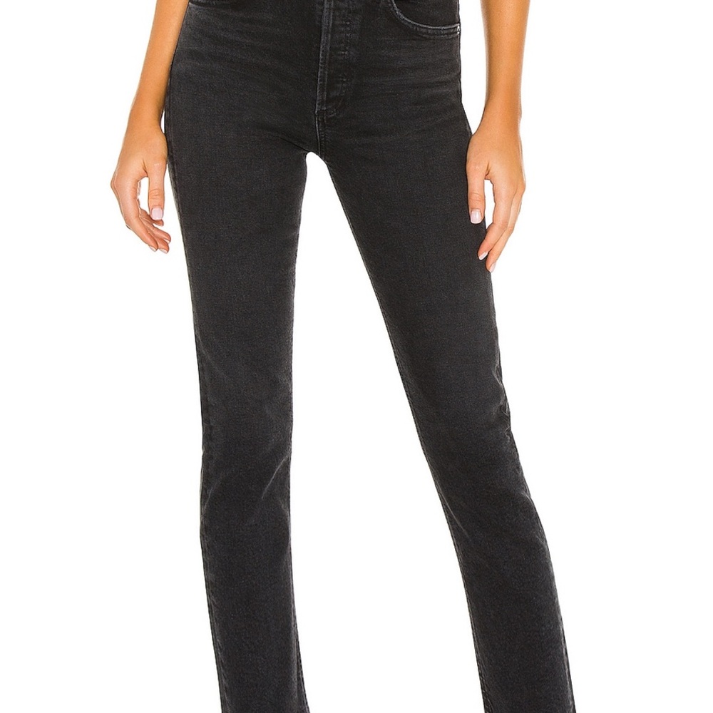 Agolde Riley Crop Black Denim Jeans ( Panoramic )
